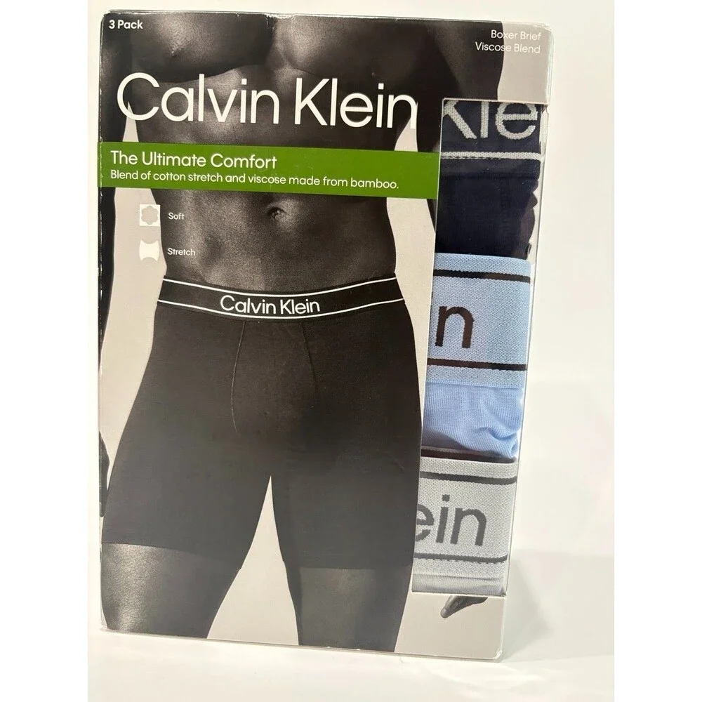 Calvin Klein Ultimate Comfort Viscose Blend Boxer Briefs 3 Pack Men's M NIB